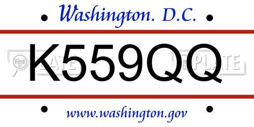 K559QQ District Of Columbia License Plate