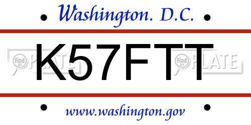 K57FTT District Of Columbia License Plate