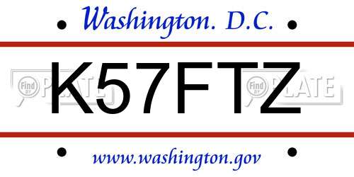 K57FTZ District Of Columbia License Plate