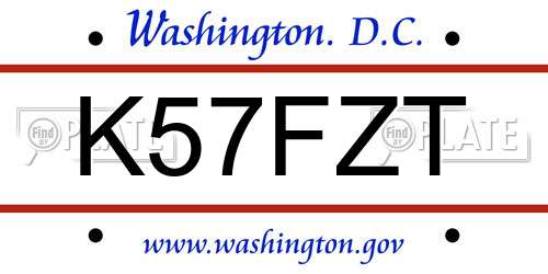 K57FZT District Of Columbia License Plate