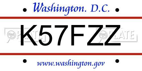K57FZZ District Of Columbia License Plate