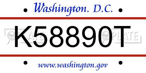K58890T District Of Columbia License Plate
