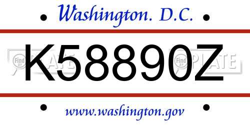 K58890Z District Of Columbia License Plate
