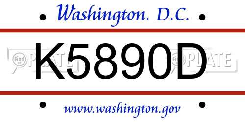 K5890D District Of Columbia License Plate