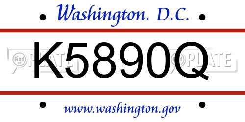 K5890Q District Of Columbia License Plate