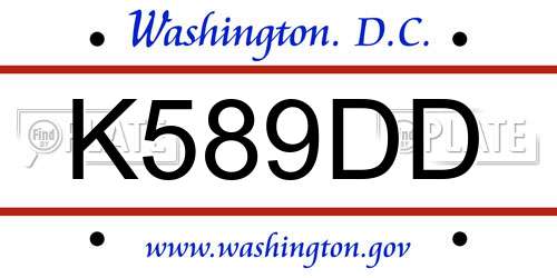 K589DD District Of Columbia License Plate