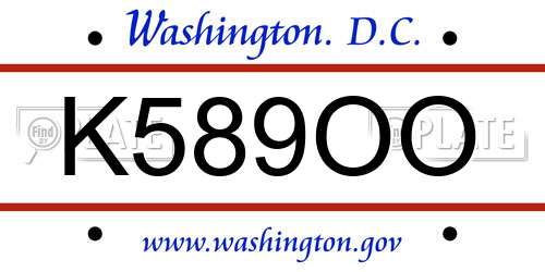 K589OO District Of Columbia License Plate