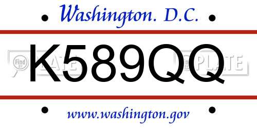 K589QQ District Of Columbia License Plate