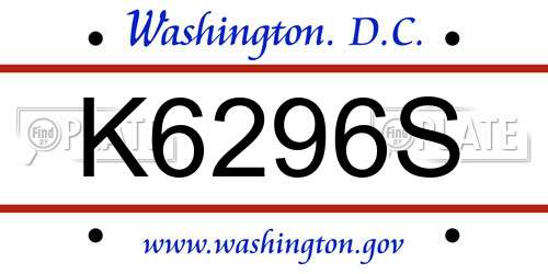 K6296S District Of Columbia License Plate