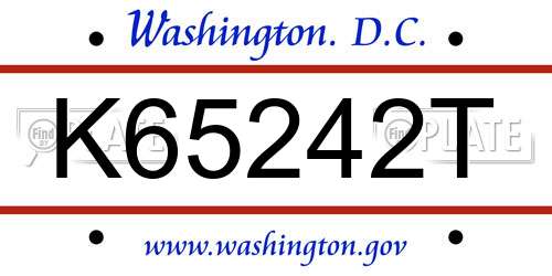 K65242T District Of Columbia License Plate