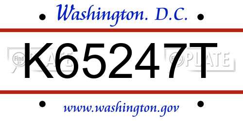 K65247T District Of Columbia License Plate