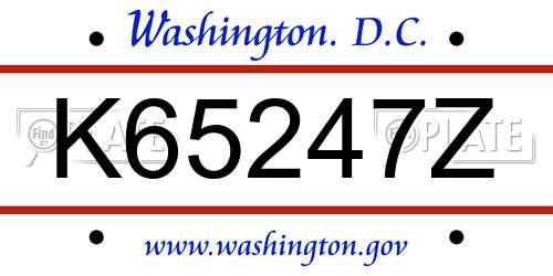 K65247Z District Of Columbia License Plate
