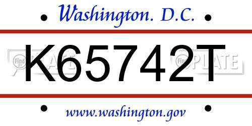 K65742T District Of Columbia License Plate