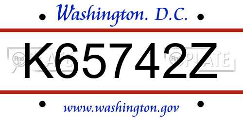 K65742Z District Of Columbia License Plate