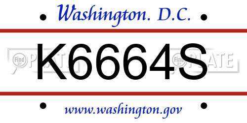 K6664S District Of Columbia License Plate