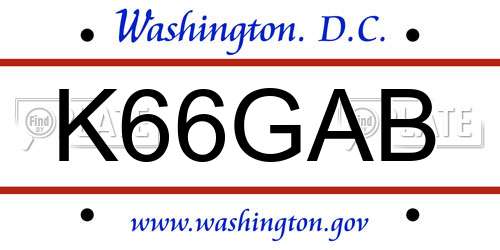 K66GAB District Of Columbia License Plate