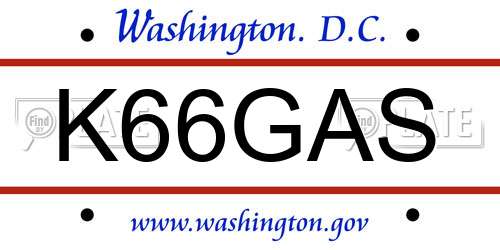 K66GAS District Of Columbia License Plate