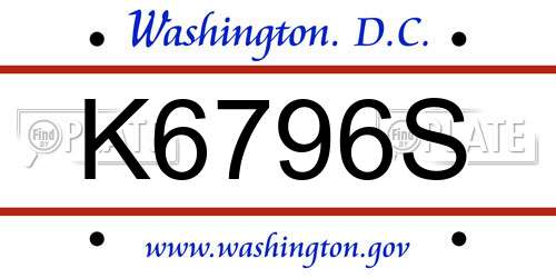 K6796S District Of Columbia License Plate