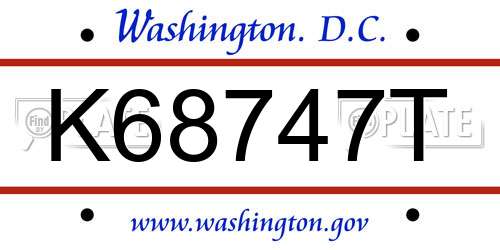 K68747T District Of Columbia License Plate