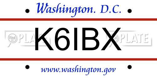 K6IBX District Of Columbia License Plate