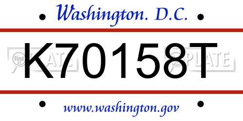 K70158T District Of Columbia License Plate