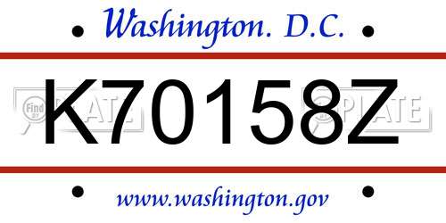 K70158Z District Of Columbia License Plate