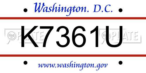 K7361U District Of Columbia License Plate