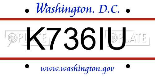 K736IU District Of Columbia License Plate