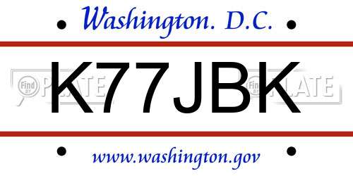 K77JBK District Of Columbia License Plate