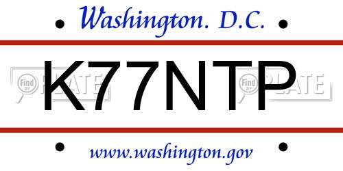K77NTP District Of Columbia License Plate