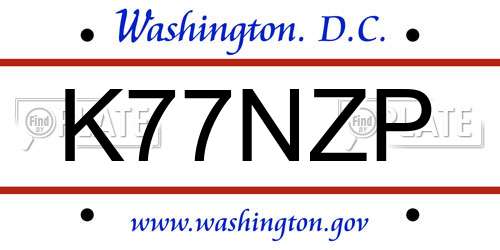 K77NZP District Of Columbia License Plate
