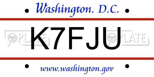 K7FJU District Of Columbia License Plate