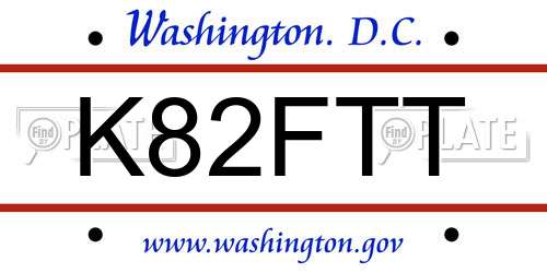 K82FTT District Of Columbia License Plate