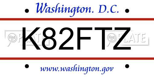 K82FTZ District Of Columbia License Plate