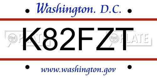 K82FZT District Of Columbia License Plate