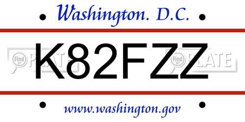 K82FZZ District Of Columbia License Plate