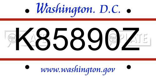 K85890Z District Of Columbia License Plate