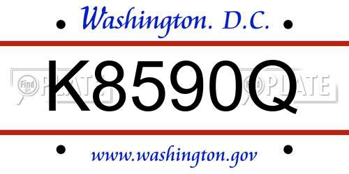 K8590Q District Of Columbia License Plate