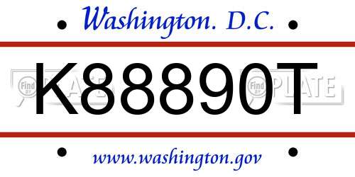 K88890T District Of Columbia License Plate