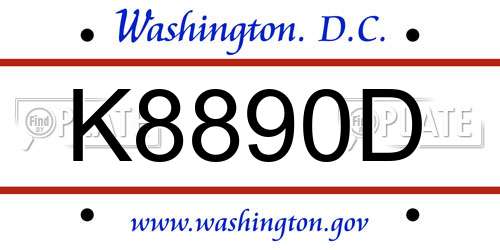 K8890D District Of Columbia License Plate
