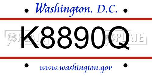 K8890Q District Of Columbia License Plate
