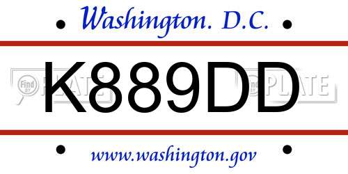 K889DD District Of Columbia License Plate
