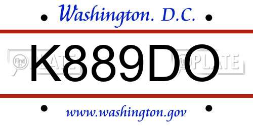 K889DO District Of Columbia License Plate