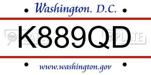 K889QD District Of Columbia License Plate