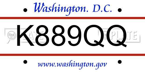 K889QQ District Of Columbia License Plate