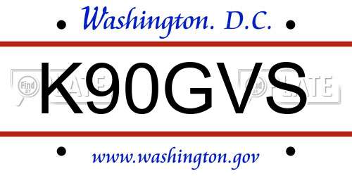K90GVS District Of Columbia License Plate