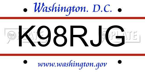 K98RJG District Of Columbia License Plate