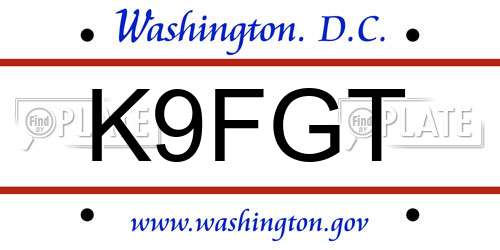 K9FGT District Of Columbia License Plate