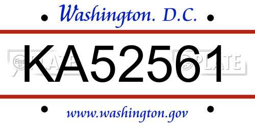 KA52561 District Of Columbia License Plate