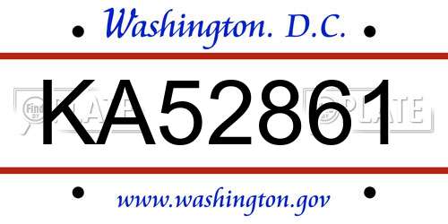 KA52861 District Of Columbia License Plate